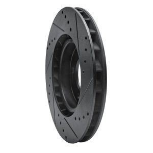 BMW M3 Brake Rotor (1) - Right Front - R1 Concepts - Drilled & Slotted - Black - `95-`02